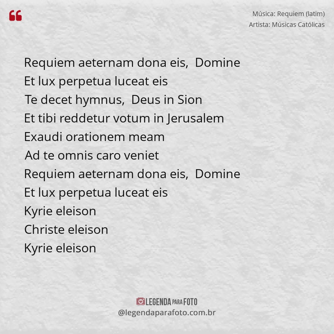 Requiem (latim), Católicas